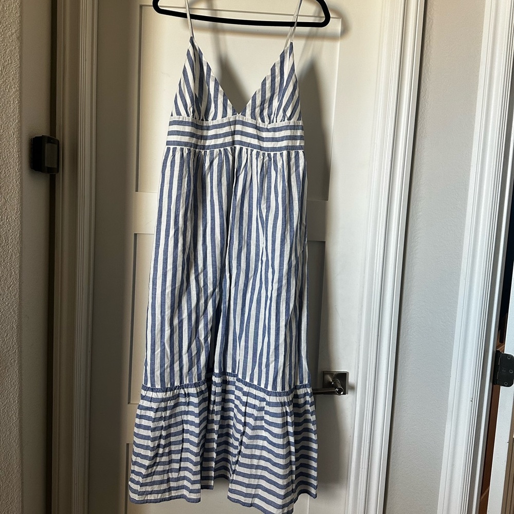 Blue and White Striped Maxi Dress